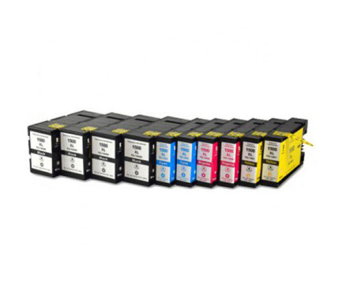 10 Compatible Ink Cartridges, Canon PGI-1500 Black 36ml + Color 11.5ml