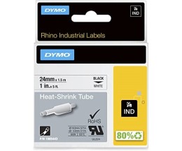 Original Tape DYMO 1805443 Heat Shrink Tubing Black / White 24mm x 1.5m