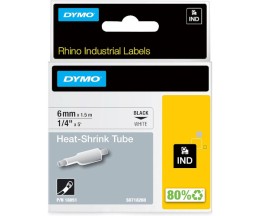 Original Tape DYMO 18051 Heat Shrink Tubing Black / White 6mm x 1.5m