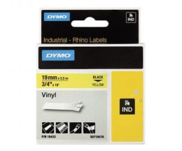 Original Tape DYMO 18433 Vinyl Black / Yellow 19mm x 5.5m