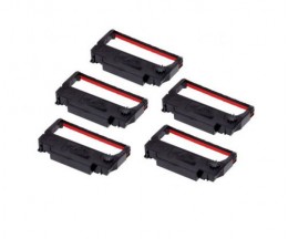 5 Compatible Tapes, Epson ERC-38BK / R Black / Red