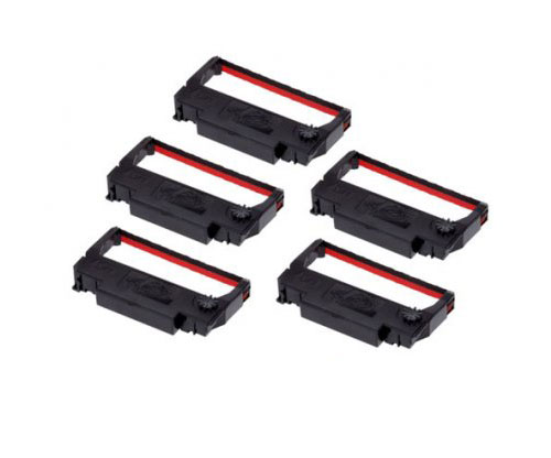 5 Compatible Tapes, Epson ERC-38BK / R Black / Red