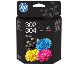 2 Original Ink Cartridges, HP 302 / 304 Black + Color