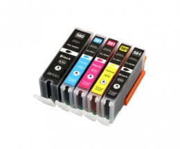 5 Compatible Ink Cartridges, Canon PGI-580 / CLI-581 XXL Black 25.7ml + Color 11.7 ml