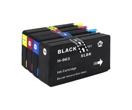 4 Compatible Ink Cartridges, HP 963XL Black 48ml + Color 23ml