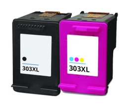 2 Compatible Ink Cartridges, HP 303 XL Black 20ml + Color 18ml