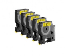 5 Compatible Tapes, DYMO 45808 Yellow 19mm x 7m