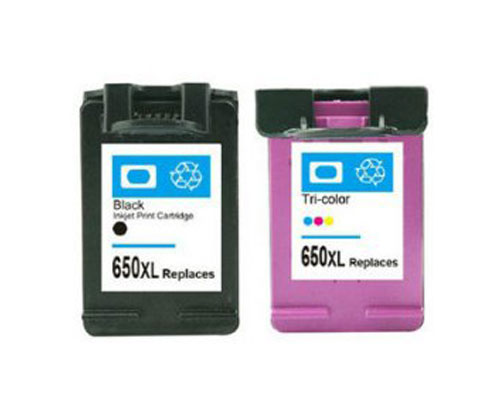 2 Compatible Ink Cartridges, HP 650 XL Black 20ml + Color 17ml