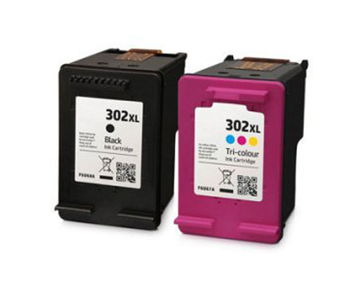 2 Compatible Ink Cartridges, HP 302 XL Black 20ml + Color 18ml