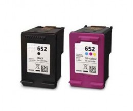 2 Compatible Ink Cartridges, HP 652 XL Black 20ml + Color 18ml