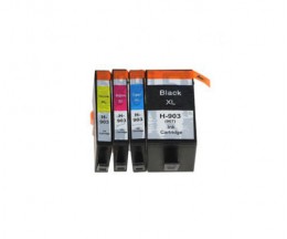 4 Compatible Ink Cartridges, HP 903 XL Black 21.5ml + Color 14ml ~ 825 Pages