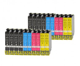 20 Compatible Ink Cartridges, Epson T1811-T1814 / 18 XL Black 17ml + Color 13ml
