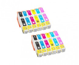 12 Compatible Ink Cartridges, Epson T2431-T2436 / 24 XL Black 13ml + Color 13ml