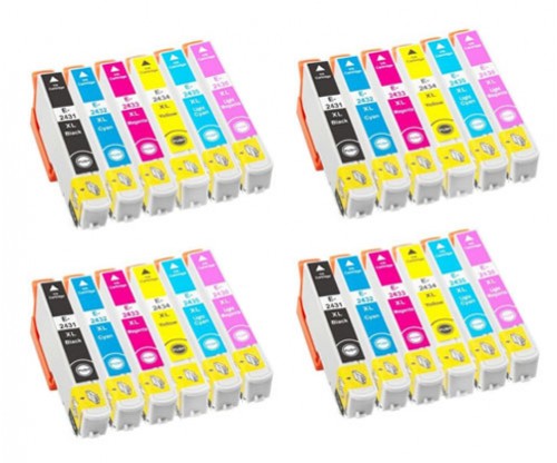 24 Compatible Ink Cartridges, Epson T2431-T2436 / 24 XL Black 13ml + Color 13ml