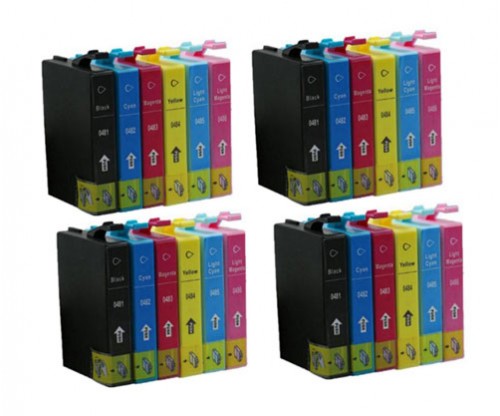 24 Compatible Ink Cartridges, Epson T0481-T0486 Black 18ml + Color 18ml
