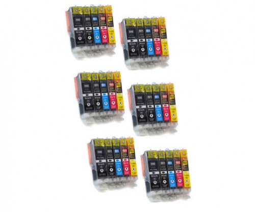 30 Compatible Ink Cartridges, Canon PGI-550 XL / CLI-551 Black 22ml + Color 13ml