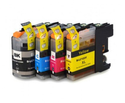 4 Compatible Ink Cartridges, Brother LC-121 / LC-123 Black 20.6ml + Color 10ml
