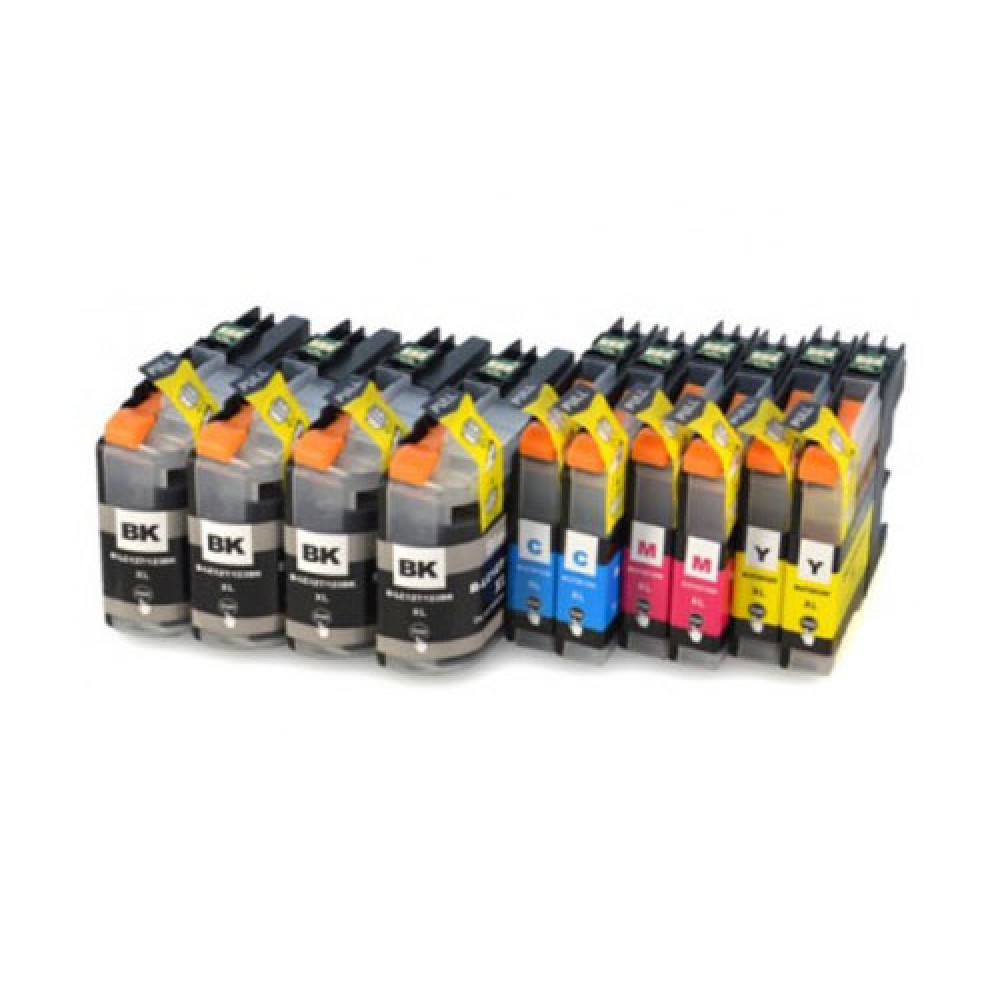 Avanzado ala bandeja 10 Compatible Ink Cartridges, Brother LC-121 / LC-123 Black 20.6ml + Color  10ml