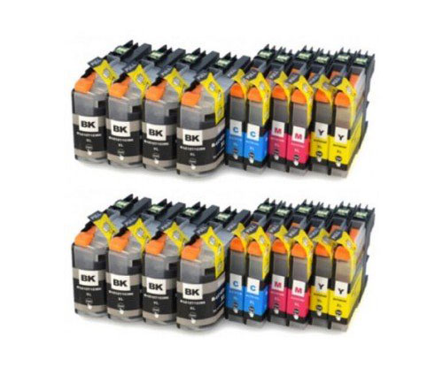 20 Compatible Ink Cartridges, Brother LC-121 / LC-123 Black 20.6ml + Color 10ml