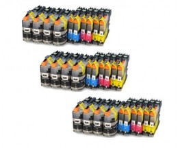 30 Compatible Ink Cartridges, Brother LC-121 / LC-123 Black 20.6ml + Color 10ml