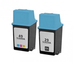 2 Compatible Ink Cartridges, HP 29 Black 39ml + HP 49 Color 21ml
