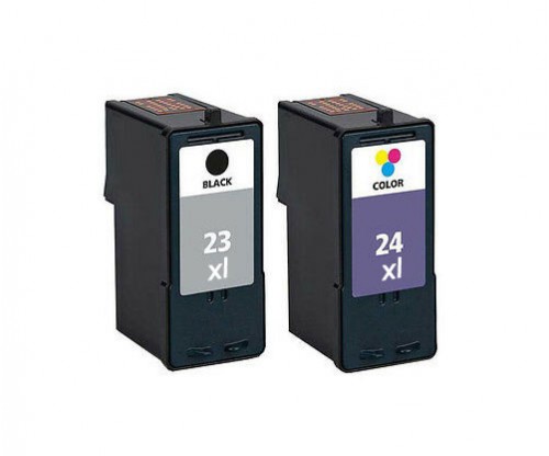 2 Compatible Ink Cartridges, Lexmark 23 XL Black 21ml + Lexmark 24 XL Color 15ml
