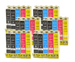 30 Compatible Ink Cartridges, Epson T1281-T1284 Black 13ml + Color 6.6ml