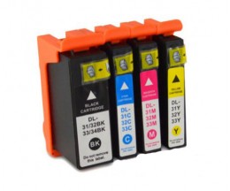 4 Compatible Ink Cartridges, DELL 31 / 32 / 33 / 34 Black + Color 28ml / 15ml
