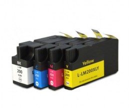 4 Compatible Ink Cartridges, Lexmark 200 XL / 210 XL Black 82ml + Color 36ml