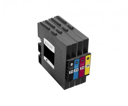 4 Compatible Ink Cartridges, Ricoh GC-31 / GC-31 XXL Black 78ml + Color 64ml