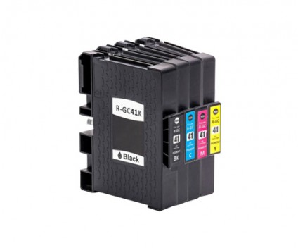 4 Compatible Ink Cartridges, Ricoh GC-41 / GC-41 XXL Black 36ml + Color 22ml