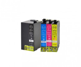 4 Compatible Ink Cartridges, Epson T2701-T2704 / T2711-T2714 / 27 XL Black 22.4ml + Color 15ml