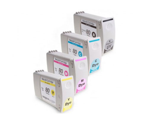 4 Compatible Ink Cartridges, HP 80 Black + Color 400ml