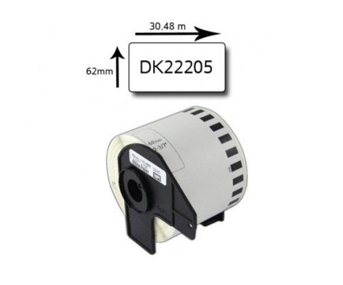 Compatible Label Brother Brother DK22205 62mm x 30.48m White Roll