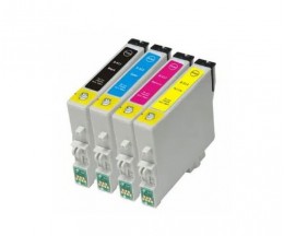 4 Compatible Ink Cartridges, Epson T0611-T0614 Black 17ml + Color 15ml