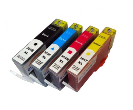 4 Compatible Ink Cartridges, HP 364 XL Black 18.6ml + Color 14.6ml
