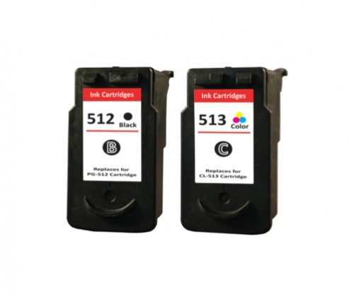 2 Compatible Ink Cartridges, Canon PG-510 / PG-512 Black 16ml + CL-511 / CL-513 Color 14.5ml