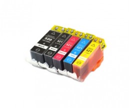 5 Compatible Ink Cartridges, Canon PGI-520 Black 19.4ml + CLI-521 Color 9ml
