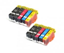 10 Compatible Ink Cartridges, Canon PGI-520 Black 19.4ml + CLI-521 Colores 9ml