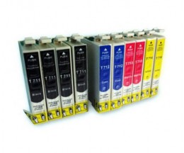 10 Compatible Ink Cartridges, Epson T0711-T0714 Black 13ml + Color 13ml