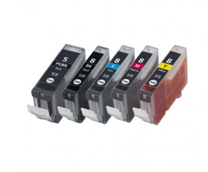 5 Compatible Ink Cartridges, Canon PGI-5 / CLI-8 Black 26.8ml + Color 13.4ml
