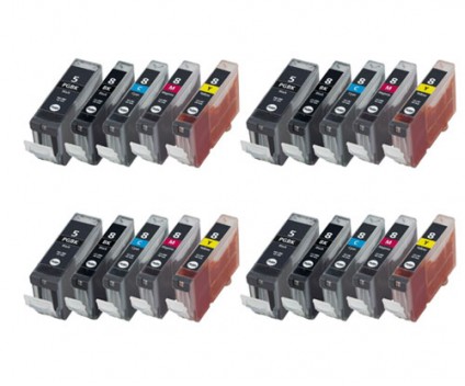 20 Compatible Ink Cartridges, Canon PGI-5 / CLI-8 Black 26.8ml + Colores 13.4ml