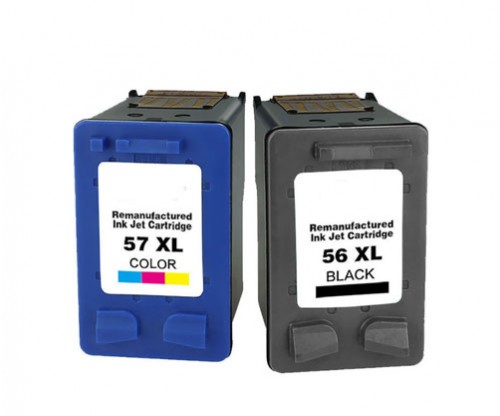 2 Compatible Ink Cartridges, HP 57 XL Color 18ml + HP 56 XL Black 22ml