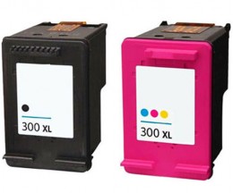 2 Compatible Ink Cartridges, HP 300 XL Black 20ml + Color 18ml