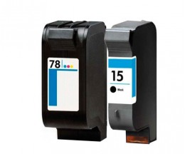 2 Compatible Ink Cartridge, HP 78 Color 39ml + HP 15 Black 40ml