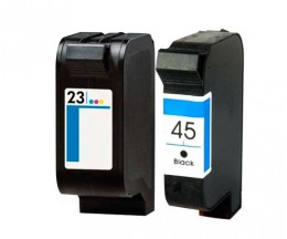 2 Compatible Ink Cartridges, HP 23 Color 39ml + HP 45 Black 40ml