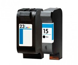 2 Compatible Ink Cartridges, HP 23 Color 39ml + HP 15 Black 40ml