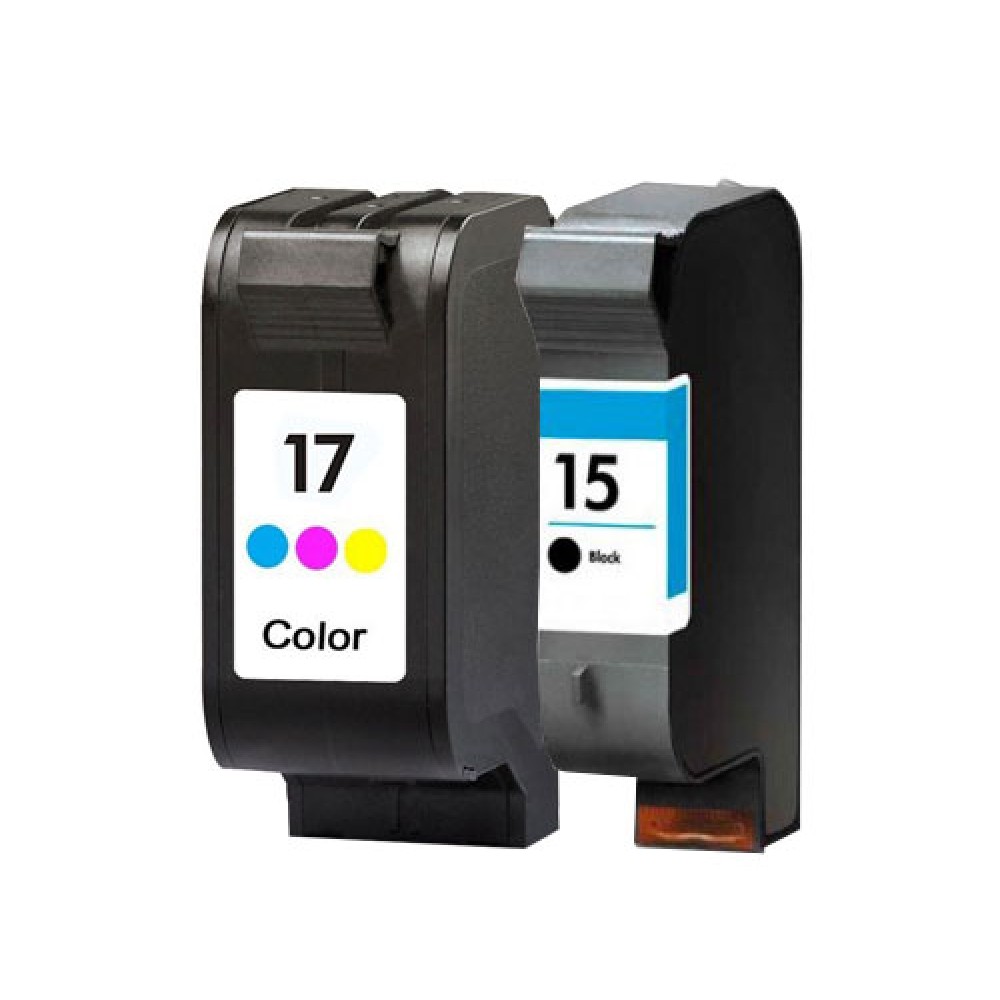 lading In de naam Eenheid 2 Compatible Ink Cartridges, HP 17 Color 39ml + HP 15 Black 40ml
