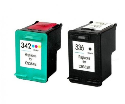 2 Compatible Ink Cartridges, HP 342 Color 18ml + HP 336 Black 18ml