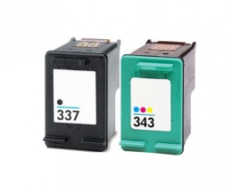 2 Compatible Ink Cartridges, HP 337 Black 18ml + HP 343 Color 18ml